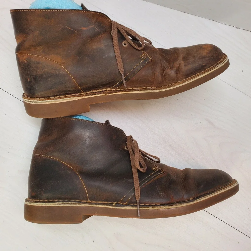 Clarks Desert Boots Beeswax Brown Leather Chukka Mens 11.5 M Classic Prep Indie